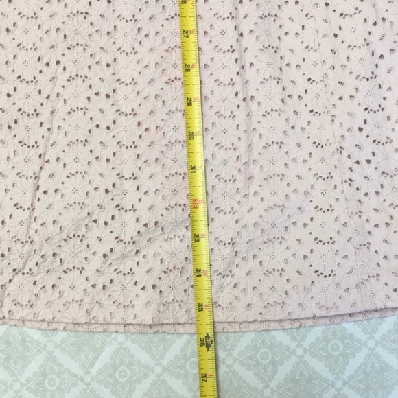 Soft Pink Lace Eyelet Strapless A Line Dress 100% Cotton Fully Lined Size 6 - Picture 11 of 14